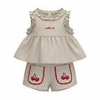 Miela Kids Fırfırlı Cherry Bluz ve Şort Takım