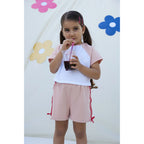 Miela Kids Kurdela Detaylı Kontrast Oversize Crop Tişört
