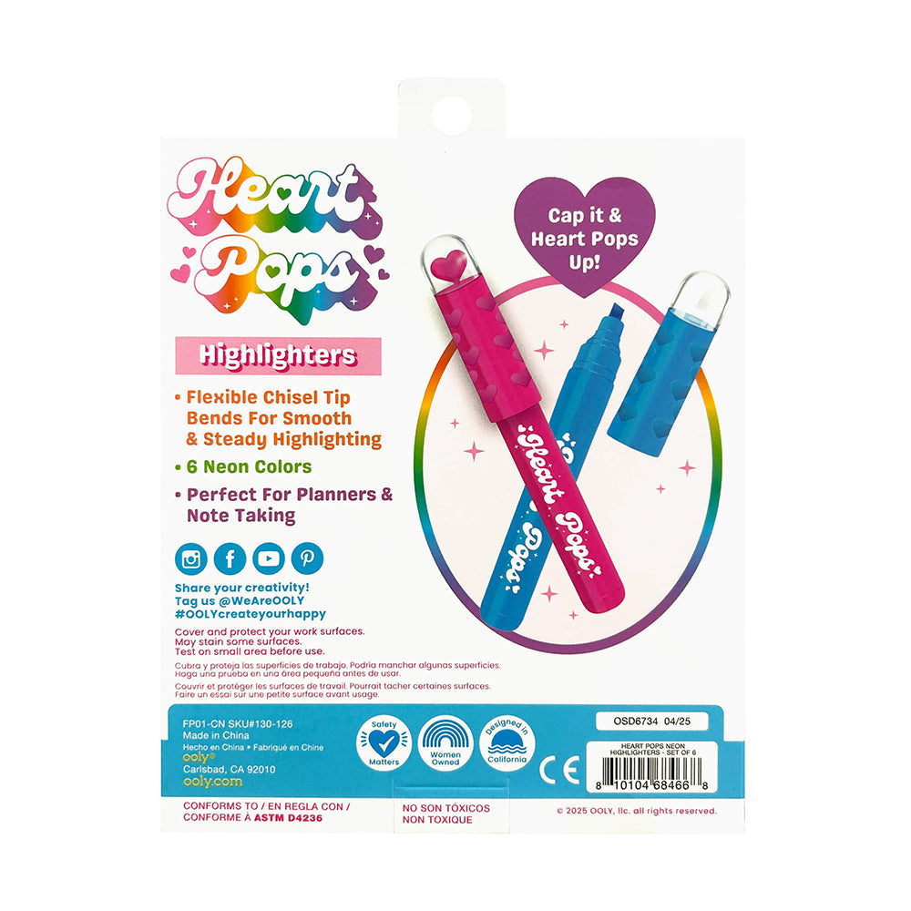 Ooly Heart Pops 6'lı Neon Highlighter