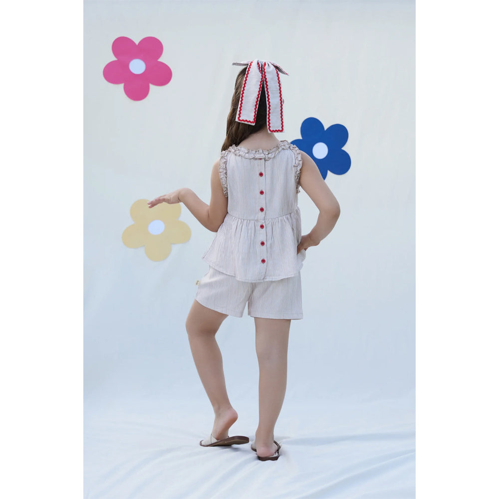 Miela Kids Fırfırlı Cherry Bluz ve Şort Takım