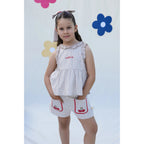 Miela Kids Fırfırlı Cherry Bluz ve Şort Takım