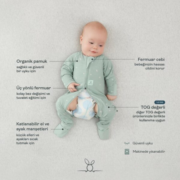 ErgoPouch 1.0 TOG Organik Pamuklu Patikli Pijama Tulum - Somon