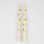 Meri Meri Gold Star Taper Candle - Altın Yıldız Detaylı Mumlar (2'li)