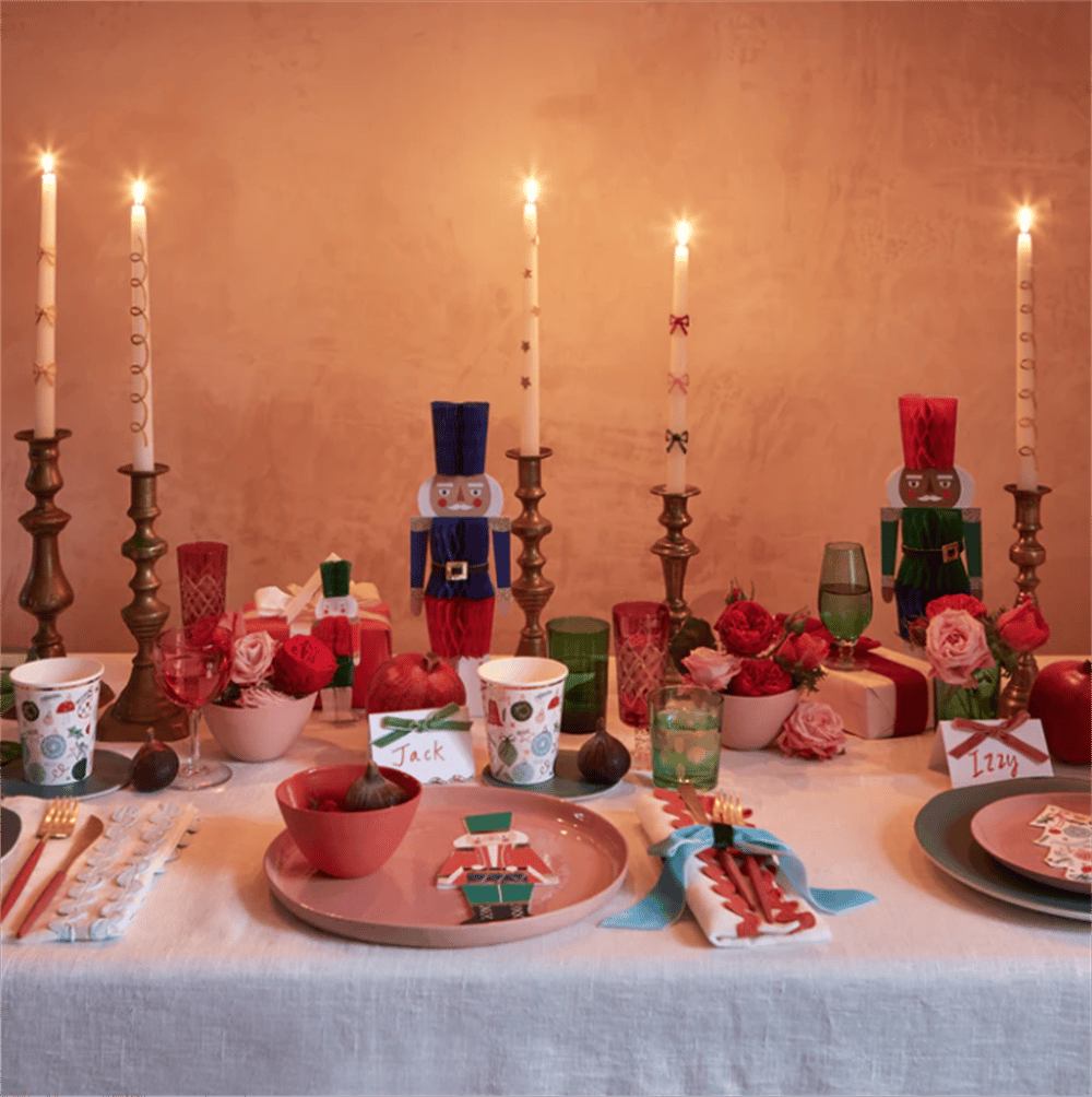 Meri Meri Gold Star Taper Candle - Altın Yıldız Detaylı Mumlar (2'li)