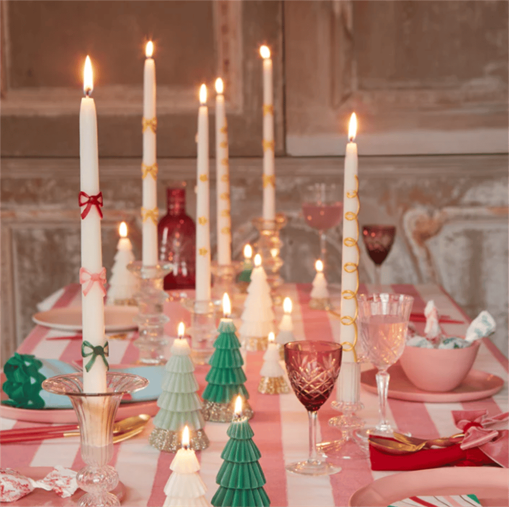 Meri Meri Gold Star Taper Candle - Altın Yıldız Detaylı Mumlar (2'li)