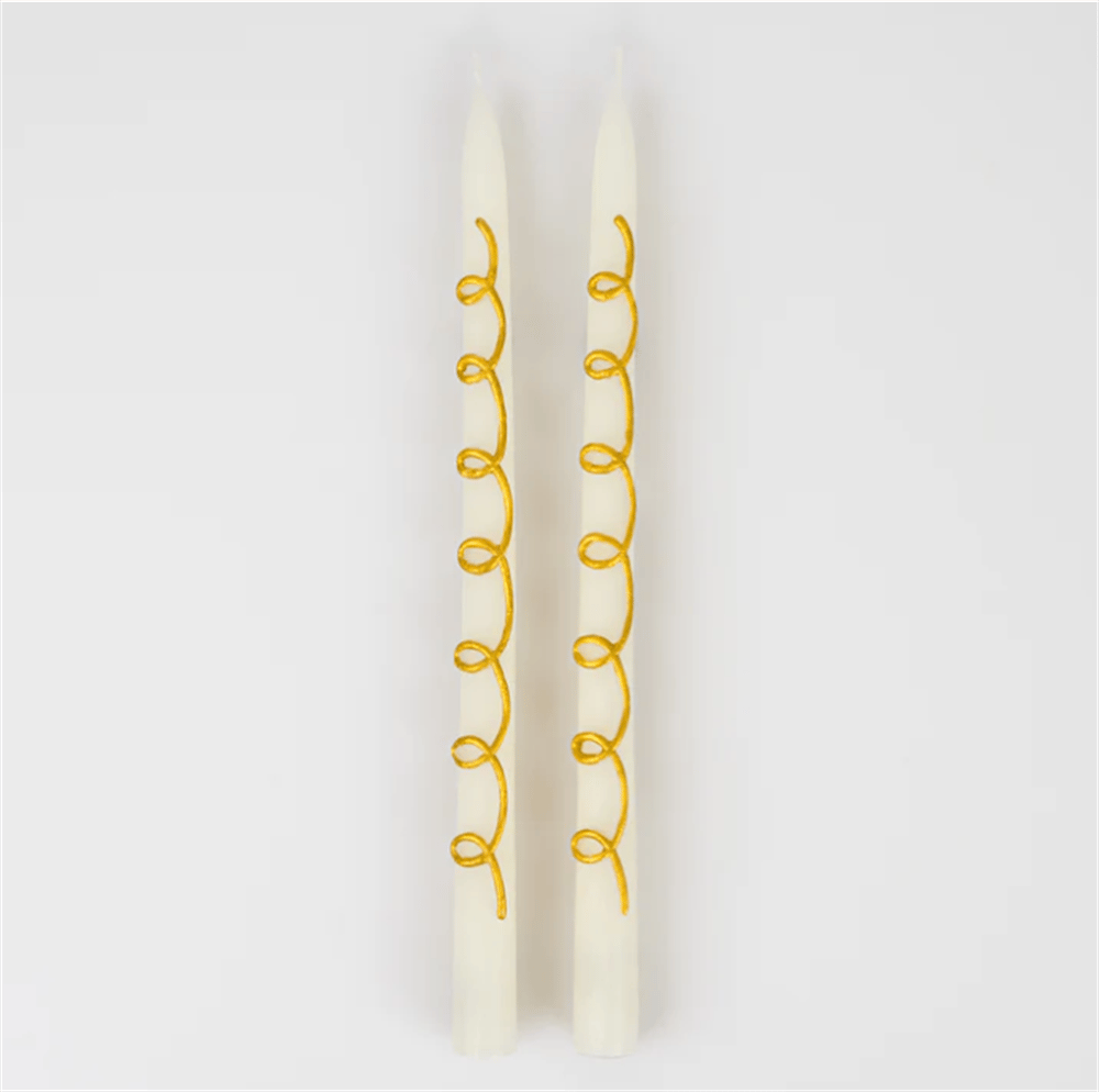 Meri Meri Gold Swirl Taper Candles - Altın Kıvrımlı Mumlar (2'li)