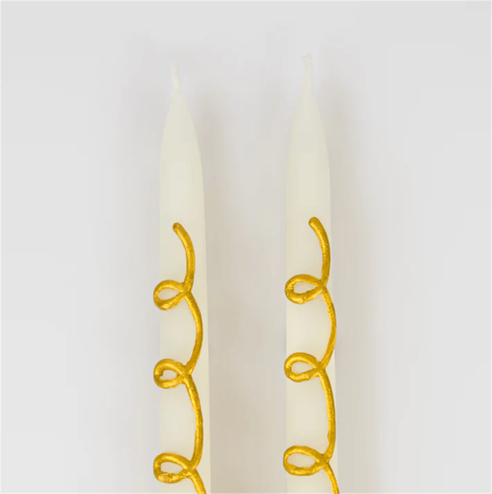 Meri Meri Gold Swirl Taper Candles - Altın Kıvrımlı Mumlar (2'li)