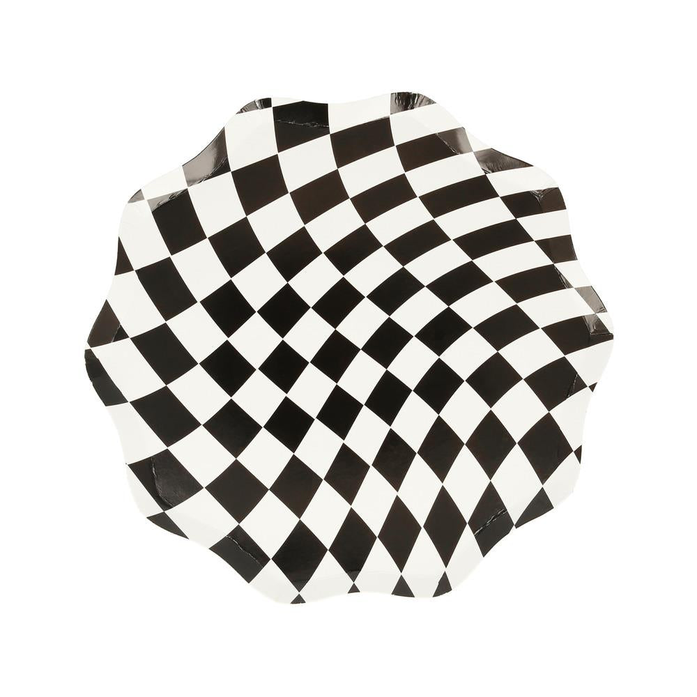 Meri Meri - Halloween Checker Side Plates - Cadılar Bayramı Damalı Tabaklar (M) (8'li)