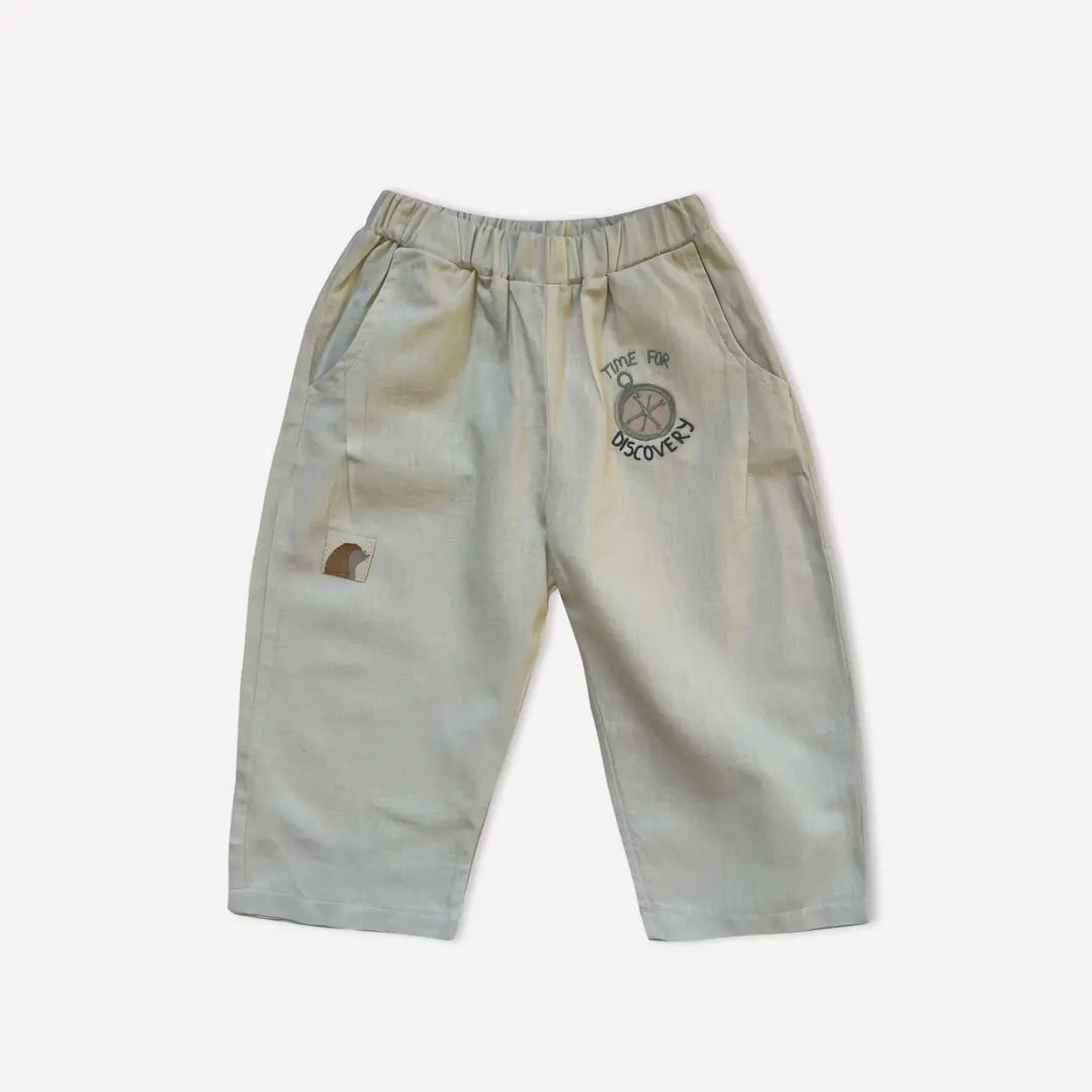 Auntie Me Organik Willow Gray Compass Dokuma Pantolon