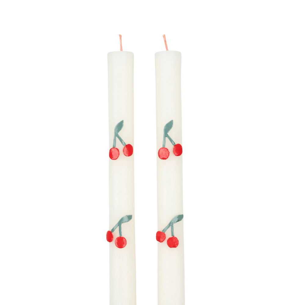 Meri Meri Cherry Table Candles - Kiraz Desenli Şamdan Mumu - 2 Adet