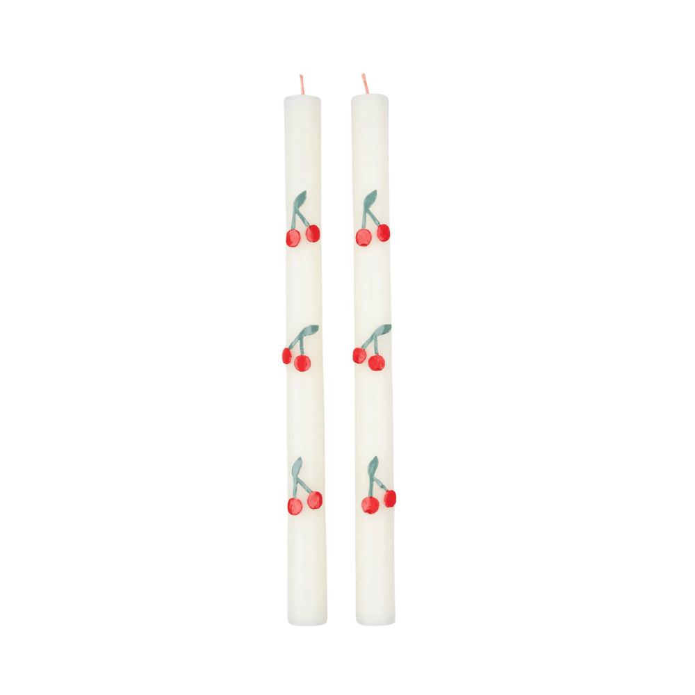 Meri Meri Cherry Table Candles - Kiraz Desenli Şamdan Mumu - 2 Adet