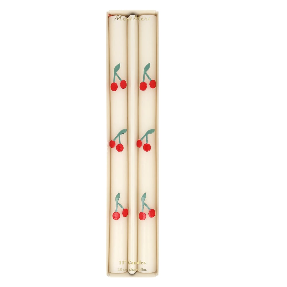 Meri Meri Cherry Table Candles - Kiraz Desenli Şamdan Mumu - 2 Adet