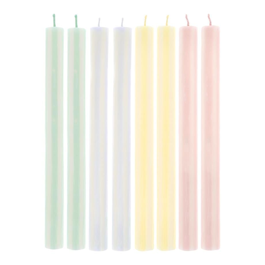 Meri Meri Pastel Çizgili Sofra Mumları - 8 Adet
