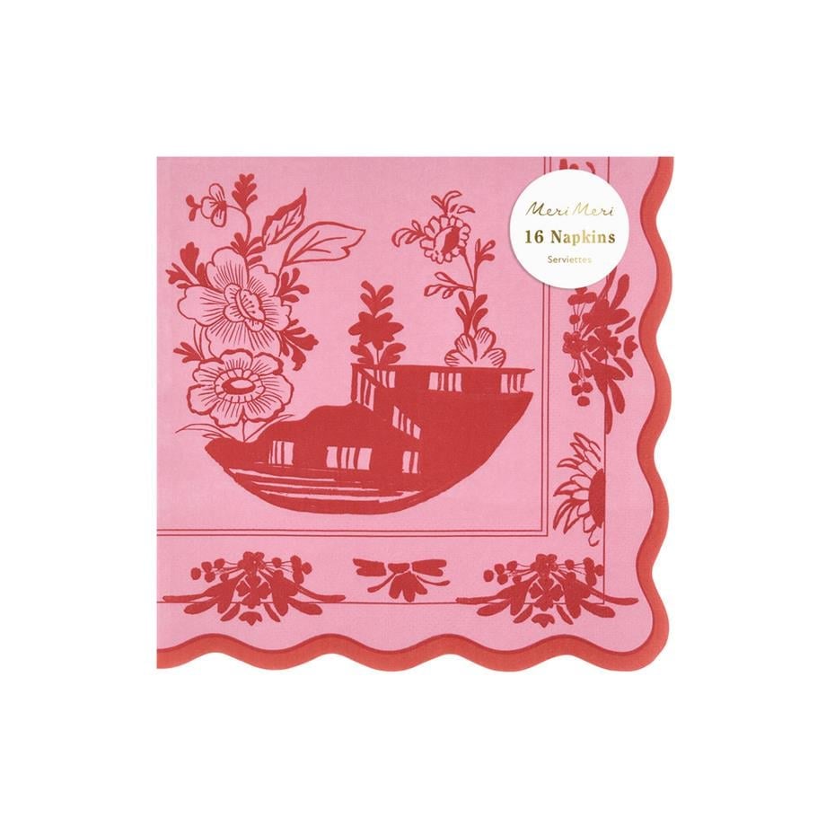 Meri Meri Pembe Vintage Botanik Peçete - L - 16 Adet