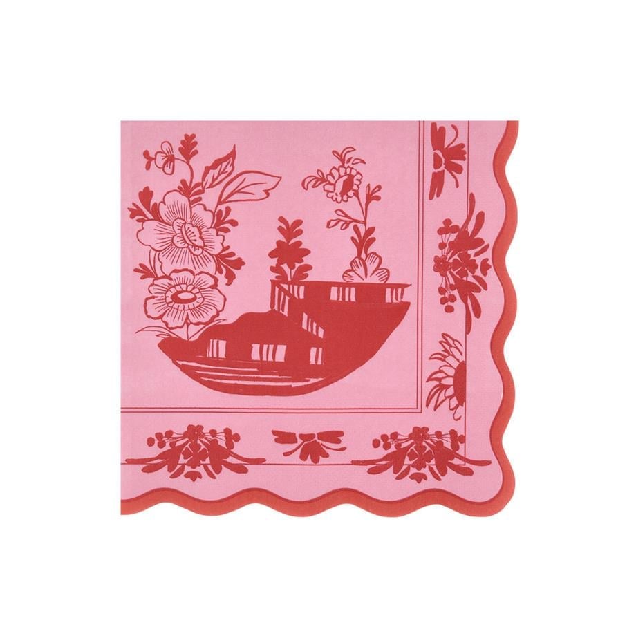 Meri Meri Pembe Vintage Botanik Peçete - L - 16 Adet