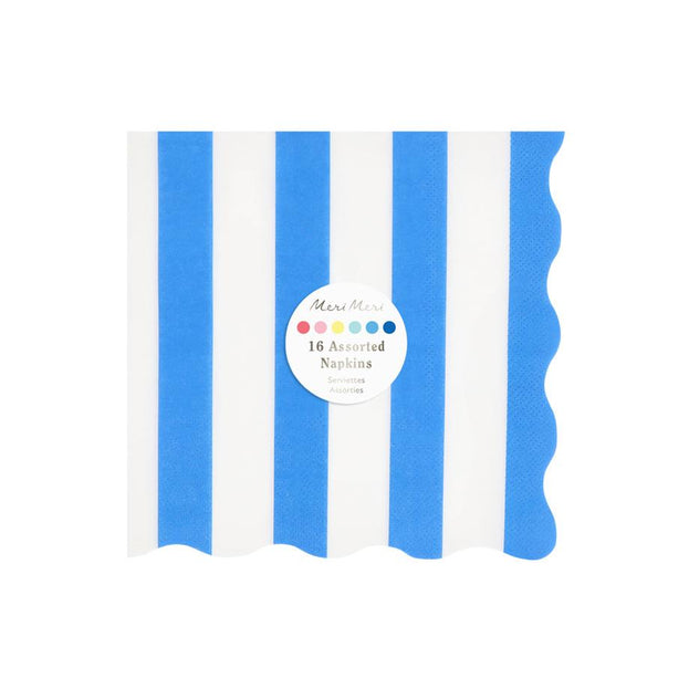 Meri Meri - Plaj Çizgili Peçete - L - 16 Adet
