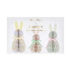 Meri Meri x Liberty Kağıt Petek Tavşan Süsleri - 3 Adet